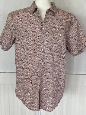 Men's Vissla Short Sleeve Button down Pink and white Shirt Sz L
